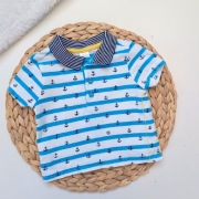 Koszulka polo t-shirt 68 w paski niebieska kołnierzyk kotwice krótki rekaw