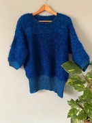 Sweter vintage włochaty y2k włochacz niebieski XL