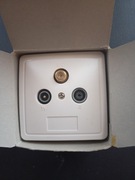 Gniazdo antenowe RTV SAT F Pozłacane Końcowe TV Axing SSD 2-00