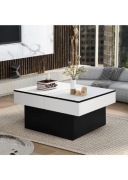 VOWNER Stolik kawowy biały nowoczesny prostokątny 80x58x40 cm, do salonu 