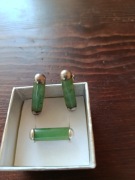 Komplet srebro kolczyki pierścionek + naturalny awenturyn