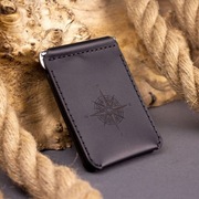 Portfel z klipsem na banknoty z grawerem skórzany męski wykonany ręcznie 