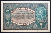 Banknot Polska IIRP 10 Marek Polskich 1919 r. II Serja CM I UNC Kościuszko