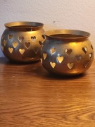 Latarnia na świece z sercami, mosiądz, świecznik