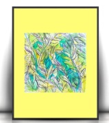 liście obrazek A4, żółto zielony rysunek 21x30, botaniczny plakat a4