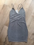 srebrna brokatowa sukienka bodycon posh H&M m nowa sylwester impreza