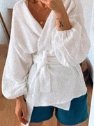 Brunoszka, białe kimono, muślin bawełniany, oversize