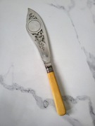 Secesja Antyczny Zabytkowy Wyjątkowy Nóż Do Ciasta Ryb XIX Wiek Anglia 