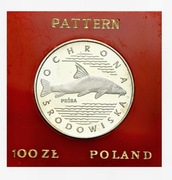 PRL 100 zł Ochrona Środowiska 1977 Próba Ryba w org.pudełku Pewex