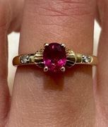 Piękny pierścionek ~0.5ct rubin naturalny ! Diamenty złoto 375 OKAZJA