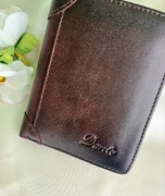 Męski portfel skóra naturalna - Ciemny brąz 