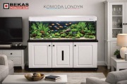 Komoda LONDYN pod Akwarium Biały Dąb +Czarny BLAT RAL BEKAS Producent 