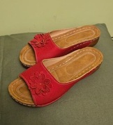 Klapki damskie skórzane, czerwone, rozmiar 40