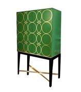 PIĘKNA WYSOKA WITRYNA BUFET BAREK ZIELEŃ+ZŁOTO