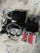 Zestaw PS3,pady,move,kamerka,kierownica z pedałami, 15 gier