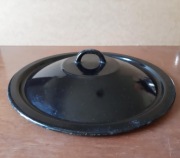 Czarna emaliowana pokrywka do garnka 31cm | vintage, PRL
