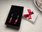 Kolczyki bardzo ładne kamień Koral, bigle angielskie srebro 925