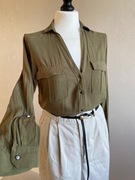 Koszula damska 100% wiskoza butelkowa zieleń jesień coquette głęboki dekolt