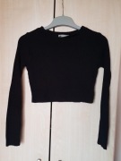 Czarny krótki sweterek na długi rękaw / crop top sweater XS alternative