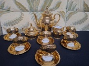 Stary serwis porcelanowy do mokki złocony na sześć osób 