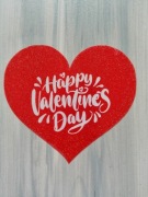 Naklejka serce serduszko elektrostatyczna Happy Valentine's Day, brokatowa.