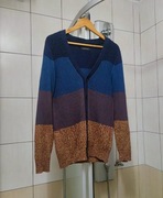 Sweter klasyczny selected homme M sweterek granatowy żółty czerwony ciemny