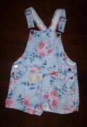NOWE Z METKĄ Spodenki jeansowe ogrodniczki dziewczęce 6–7 lat, kwiaty