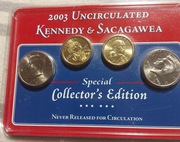 Zestaw kolekcjonerski 2 szt 1 dolar i 2 szt.1/2 dolara z różnych mennic