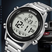 SYNOKE WR50M: Męski Zegarek - Srebrny Chrom Stal Design w Eleganckim Stylu!