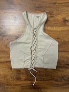 Crop top wiązany kremowy Out From Under rozmiar M L 38 40