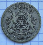 #3939 Szwecja 1 korona 1880 srebro rzadka! 