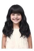 BUPPLER Peruka dla dzieci z grzywką falista syntetyczna 35cm czarna