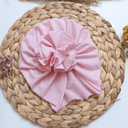 Czapka turban rozowa 62 68 z kwiatkiem kwiatek ozdobny