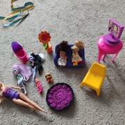 Sprzedam lalkę Barbie 5 małych i akcesoria 