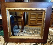 Przedwojenna duża rama drewniana - środek złocony 