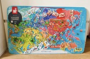 Janod tablica drewniane puzzle magnetyczne mapa świata