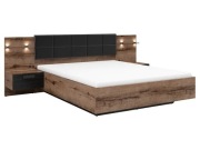 łóżko Kassel 160x200 ze stelażem i pojemnikiem i 2 szafkami nocnymi dąb 
