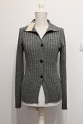 Rhea. Merino wełna gruby kardigan sweter rozpinany z kołnierzykiem M