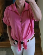 Bluzka koszulowa wiązana róż 38/40