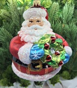 Bombka Mikołaj Gruby z wiankiem 04MF Prezent ! Okazja ! Ozdoba Szklana