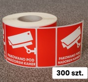 Etykiety "Pakowane pod Nadzorem Kamer" 80x80 mm | 300 szt.