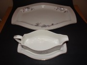 Ćmielów serwis Lwów, porcelana l. 30-te, sosjerka, półmisek, retro