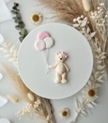 Figurka na tort z masy cukrowej miś balony topper chrzest urodziny