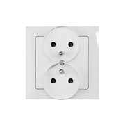 POLA 33028 Białe Gniazdo Elektryczne Podwójne z Uziemieniem Gniazdko