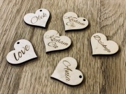 10 szt drewniane grawerowane spersonalizowane serce 4cm wycinane laserowo