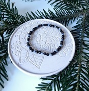 Bransoletka Obsydian czarny Koral niebieski Rękodzieło kamienie naturalne