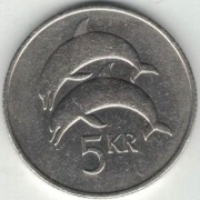 Islandia 5 koron kronur 1992 - 24,5 mm
