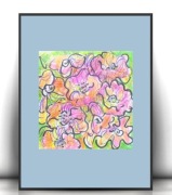 łąka obrazek, kolorowy rysunek z kwiatkami, kwiaty plakat 21x30