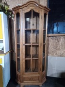 Wąska Witryna przeszklona z szufladą - Dąb