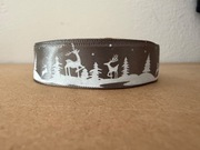 Srebrna Szara Świąteczna Florystyczna Dekoracyjna Tasiemka Wstążka Szpula